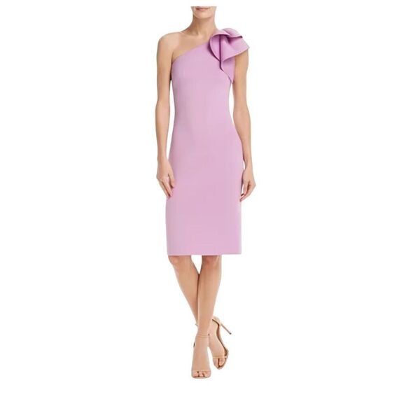 Eliza J One Shoulder Scuba Cocktail Dress Lilac Size 4 - Picture 1 of 16
